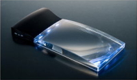 LEDライト付ルーペ・虫眼鏡・拡大鏡・天眼鏡2倍94x60mmLED-125クリアー光学